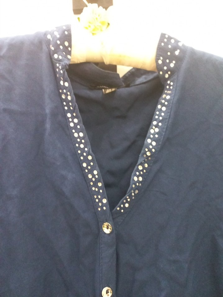 Bohem Tarzı Lacivert Uzun Kollu Keten Gömlek - Görsel 2