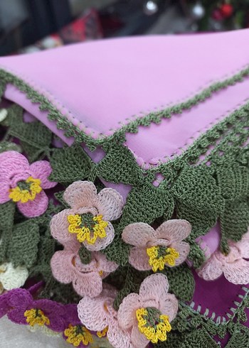 Renkli Dantel Detaylı Örgü Kadın namaz baş örtüsü - Görsel 5