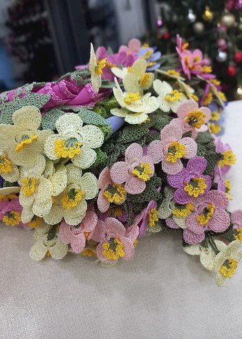 Renkli Dantel Detaylı Örgü Kadın namaz baş örtüsü - Görsel 2