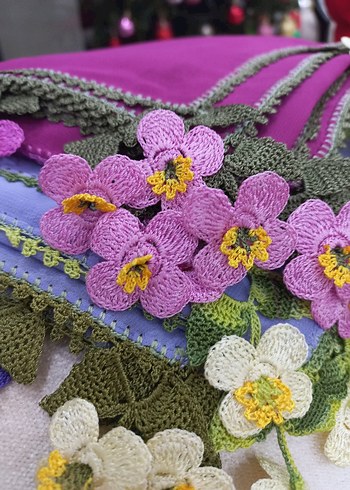 Renkli Dantel Detaylı Örgü Kadın namaz baş örtüsü - Görsel 6