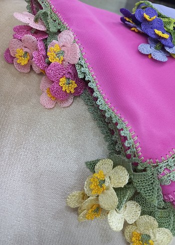 Renkli Dantel Detaylı Örgü Kadın namaz baş örtüsü - Görsel 3