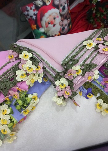 Renkli Dantel Detaylı Örgü Kadın namaz baş örtüsü - Görsel 8