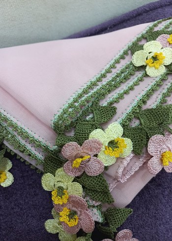 Renkli Dantel Detaylı Örgü Kadın namaz baş örtüsü - Görsel 7