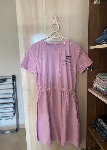 LC Waikiki Kız Çocuk Pembe Kısa Kollu Pamuklu Elbise