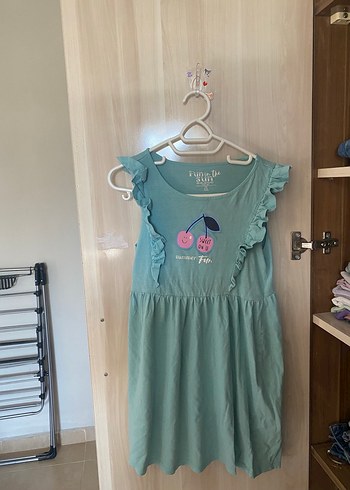 LC Waikiki Kız Çocuk Turkuaz Fırfırlı Elbise