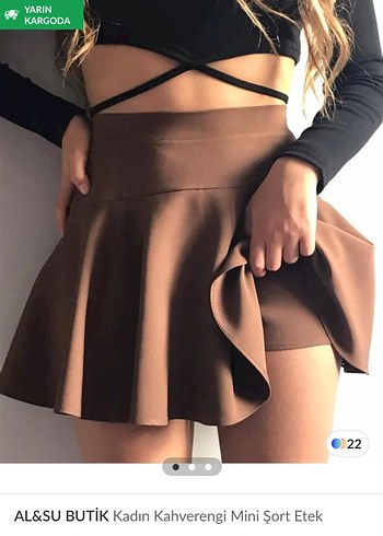 Kadın Kahverengi Mini Şort Etek
