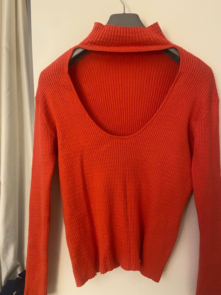 TWİST NAR ÇİÇEĞİ Kırmızı Balıkçı Yaka Triko Kadın Kazak - Görsel 2