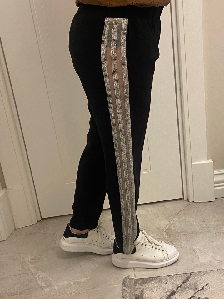 Kadın Siyah Regular Fit Kumaş Pantolon - Görsel 4