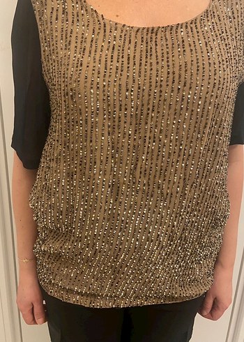 TWİST Boncuk İşlemeli Parlak Kahverengi Kadın Bluz - Görsel 2