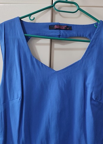 Mavi Saten Görünümlü Pilili Midi Elbise - Görsel 2