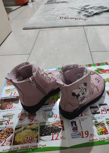 Kız Çocuk Pembe Desenli Lastikli Bot - Görsel 3