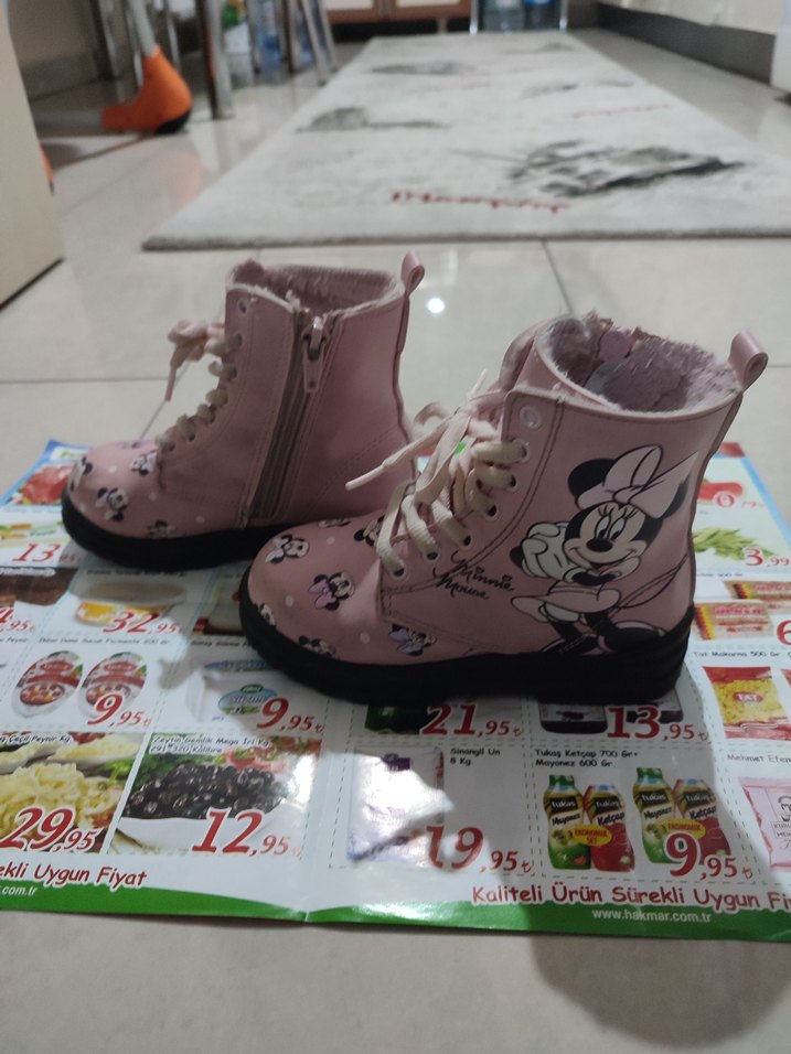 Kız Çocuk Pembe Desenli Lastikli Bot - Görsel 2