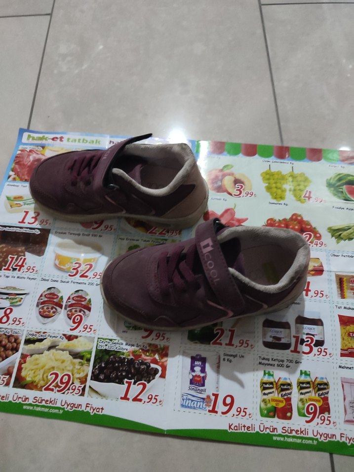 Bordo Kız Çocuk Spor Ayakkabı Velcro - Görsel 2