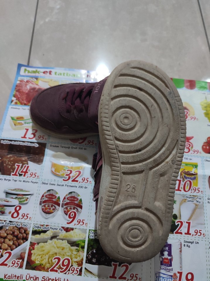 Bordo Kız Çocuk Spor Ayakkabı Velcro - Görsel 3