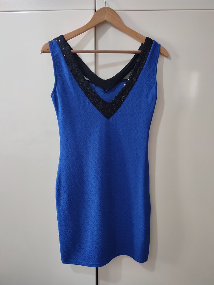 Dantel Detaylı Mavi Midi Elbise - Görsel 3