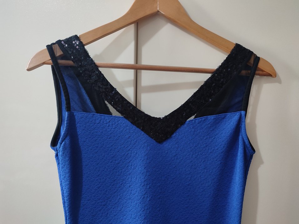 Dantel Detaylı Mavi Midi Elbise - Görsel 2