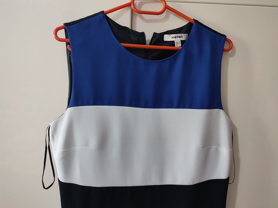 Kolsuz, Midi Boy, Renk Bloklu Kadın Kalem Elbise - Görsel 2