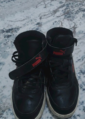 Puma Siyah Deri Gorunumlu Bilekli Sneaker
