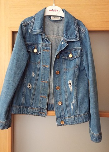Düğmeli Mavi çocuk Denim Ceket