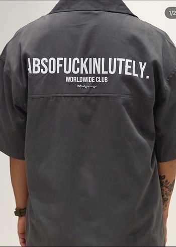 Gri Kısa Kollu Düğmeli Erkek kot Gömlek - Görsel 4