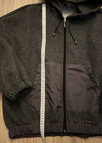 Gri Kapüşonlu Fermuarlı Kadın Ceket - Görsel 4