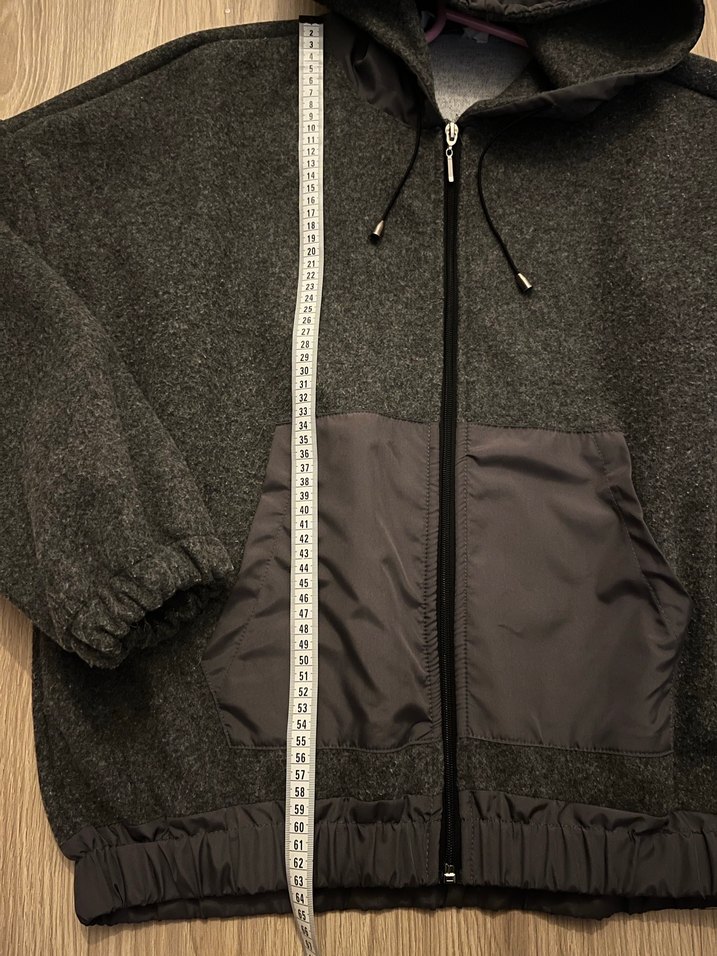 Gri Kapüşonlu Fermuarlı Kadın Ceket - Görsel 4