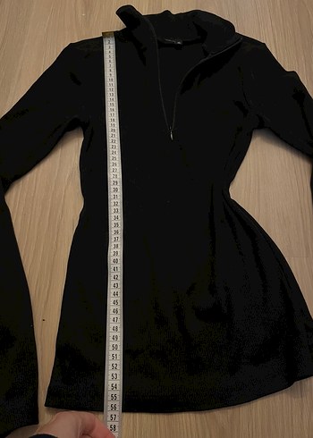 Fermuarlı Siyah Yüksek Yakalı Kadın bluz - Görsel 2