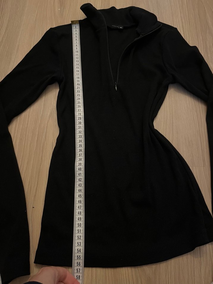 Fermuarlı Siyah Yüksek Yakalı Kadın bluz - Görsel 2