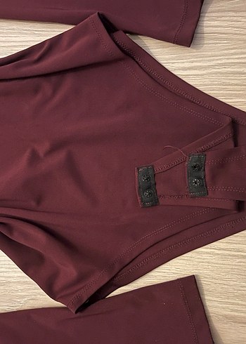 Bordo Kadın Uzun Kollu zıbın - Görsel 3