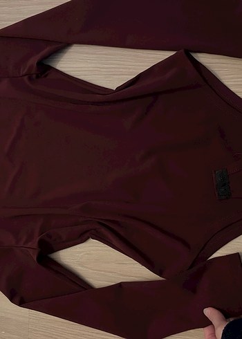 Bordo Kadın Uzun Kollu zıbın - Görsel 2