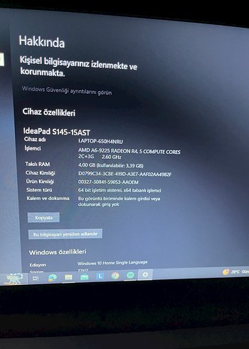 Beden Renk Lenovo IdeaPad S145-15AST Dizüstü Bilgisayar