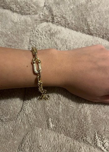 Zincir Detaylı Altın Renk Kadın Bileklik - Görsel 2