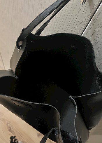 Siyah Deri Kadın Omuz Çantası - Görsel 5