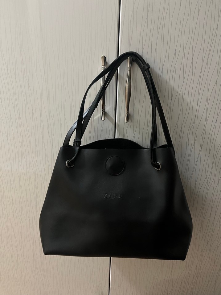 Siyah Deri Kadın Omuz Çantası - Görsel 3