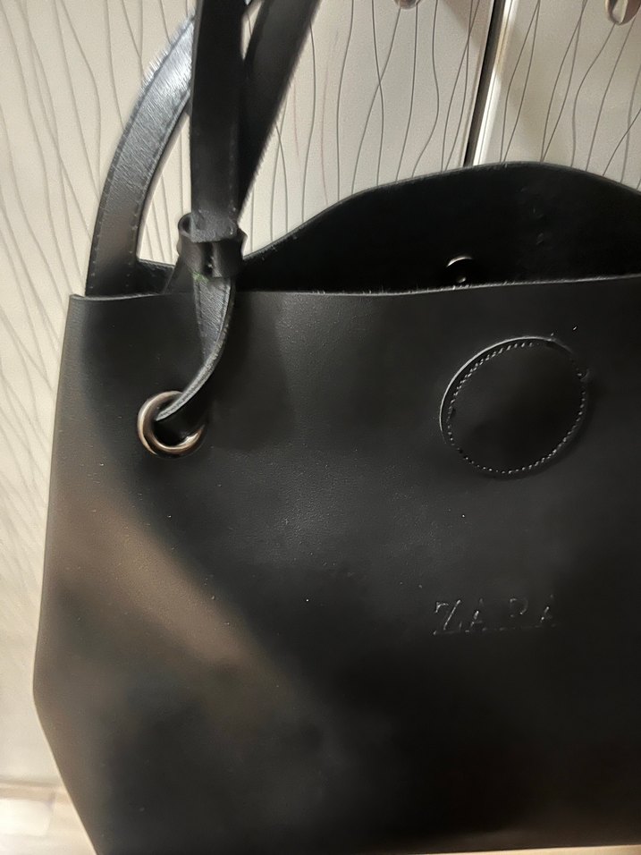 Siyah Deri Kadın Omuz Çantası - Görsel 4