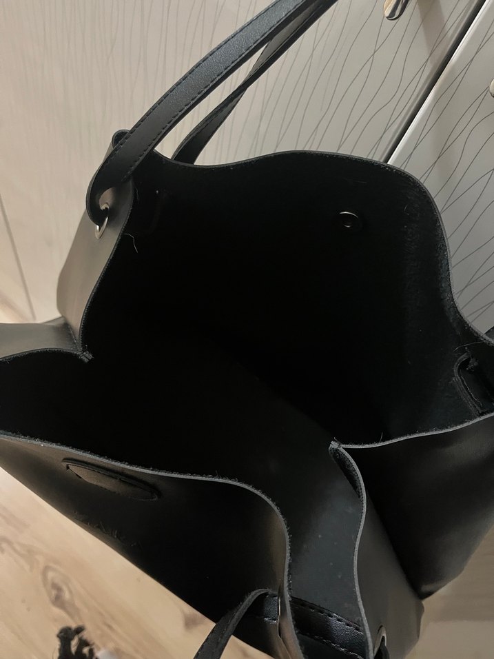 Siyah Deri Kadın Omuz Çantası - Görsel 5