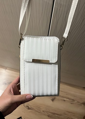 Çizgili Beyaz Kadın Çantası - Görsel 2