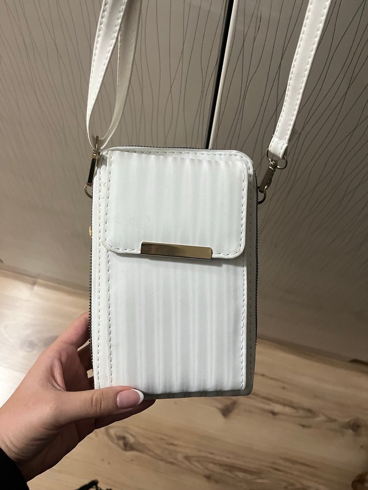 Çizgili Beyaz Kadın Çantası - Görsel 2