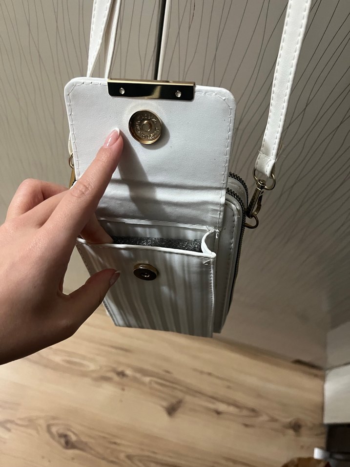 Çizgili Beyaz Kadın Çantası - Görsel 3