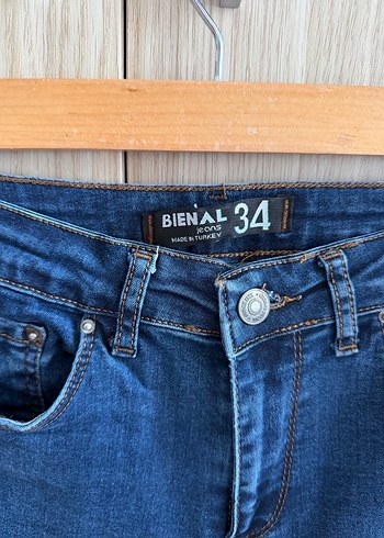 Mavi dar kesim midi kot pantolon - Görsel 2