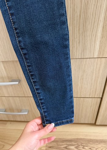 Mavi dar kesim midi kot pantolon - Görsel 3