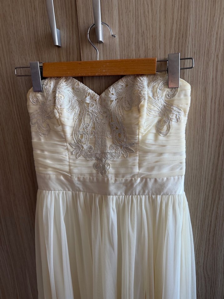 Askısız Mini Beyaz Vintage Gelinlik - Görsel 2