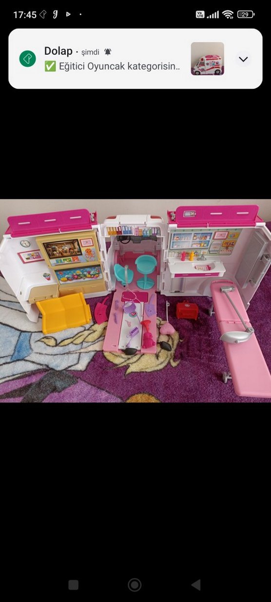 Barbie Pembe Ambulans Oyuncak Araba - Görsel 2