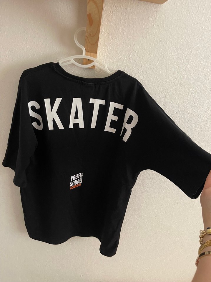 Siyah Oversize çocuk tişört - Görsel 2