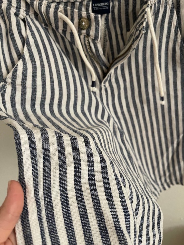 Erkek Çocuk Çizgili Keten şort - Görsel 3