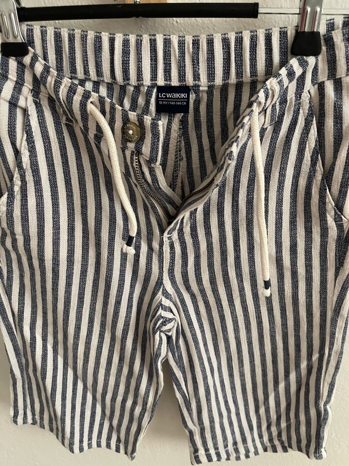 Erkek Çocuk Çizgili Keten şort - Görsel 4