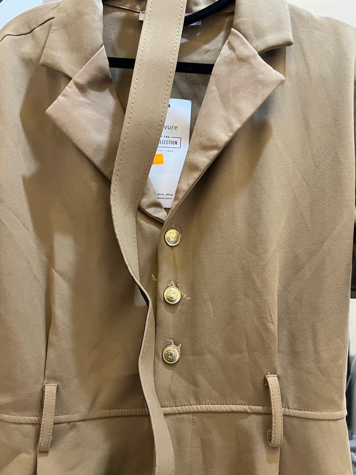 Bej Düğmeli Kısa Kollu Midi Tulum - Görsel 3