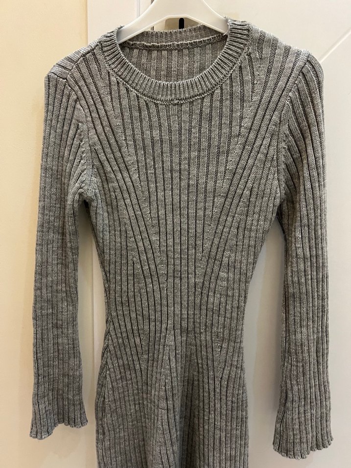 Gri Kadın Triko Uzun Elbise - Görsel 2