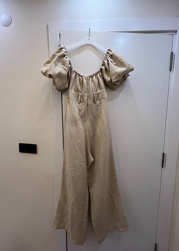 Bej Kadın Uzun Keten Tulum - Görsel 3