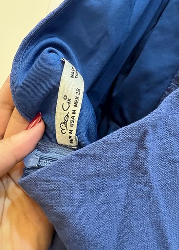 Lacivert Keten Midi Kadın Tulum - Görsel 3